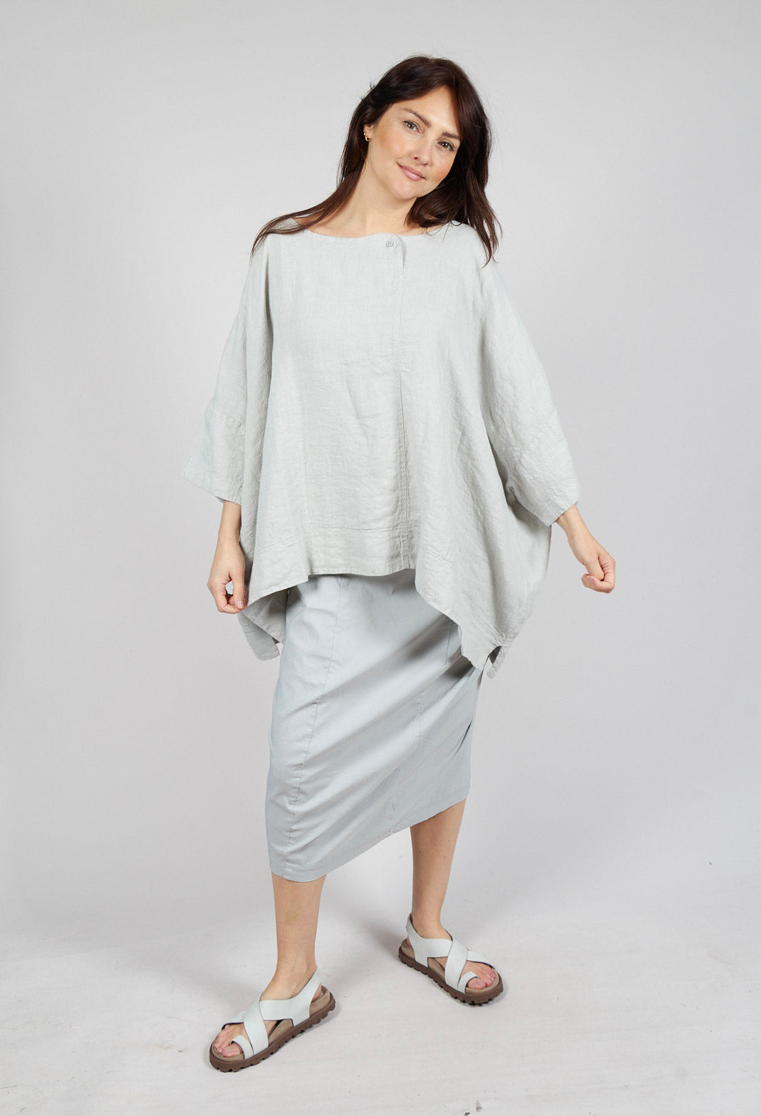 Oversized Linen Top in Grey