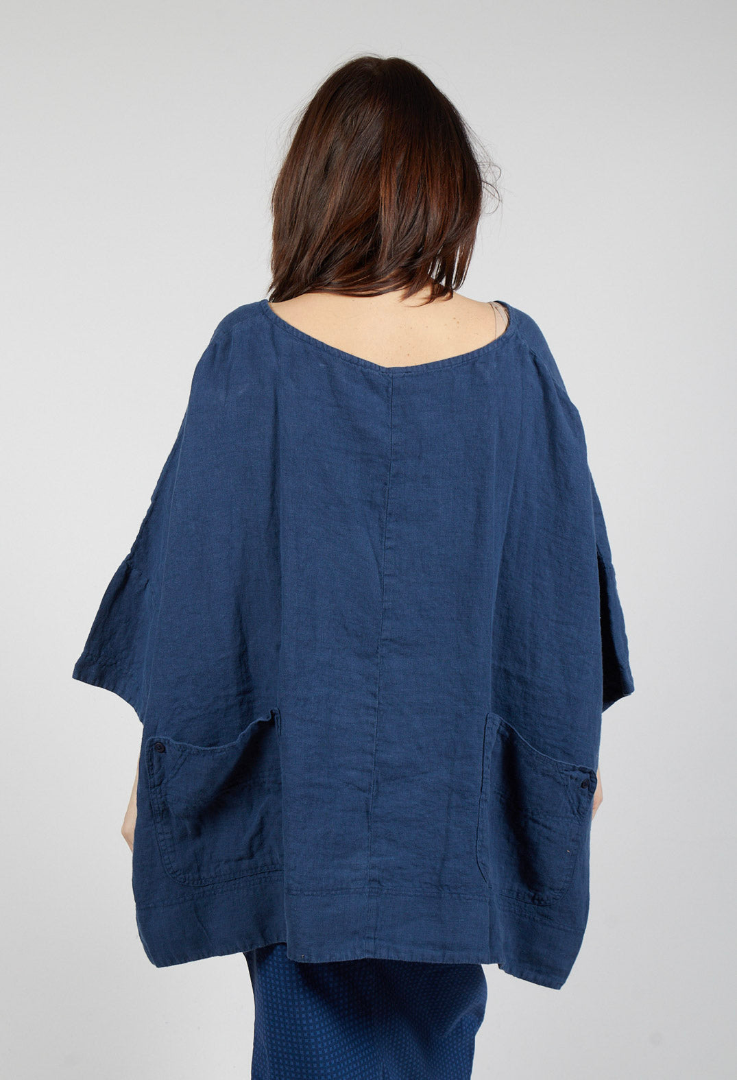 Oversized Linen Top in Navy