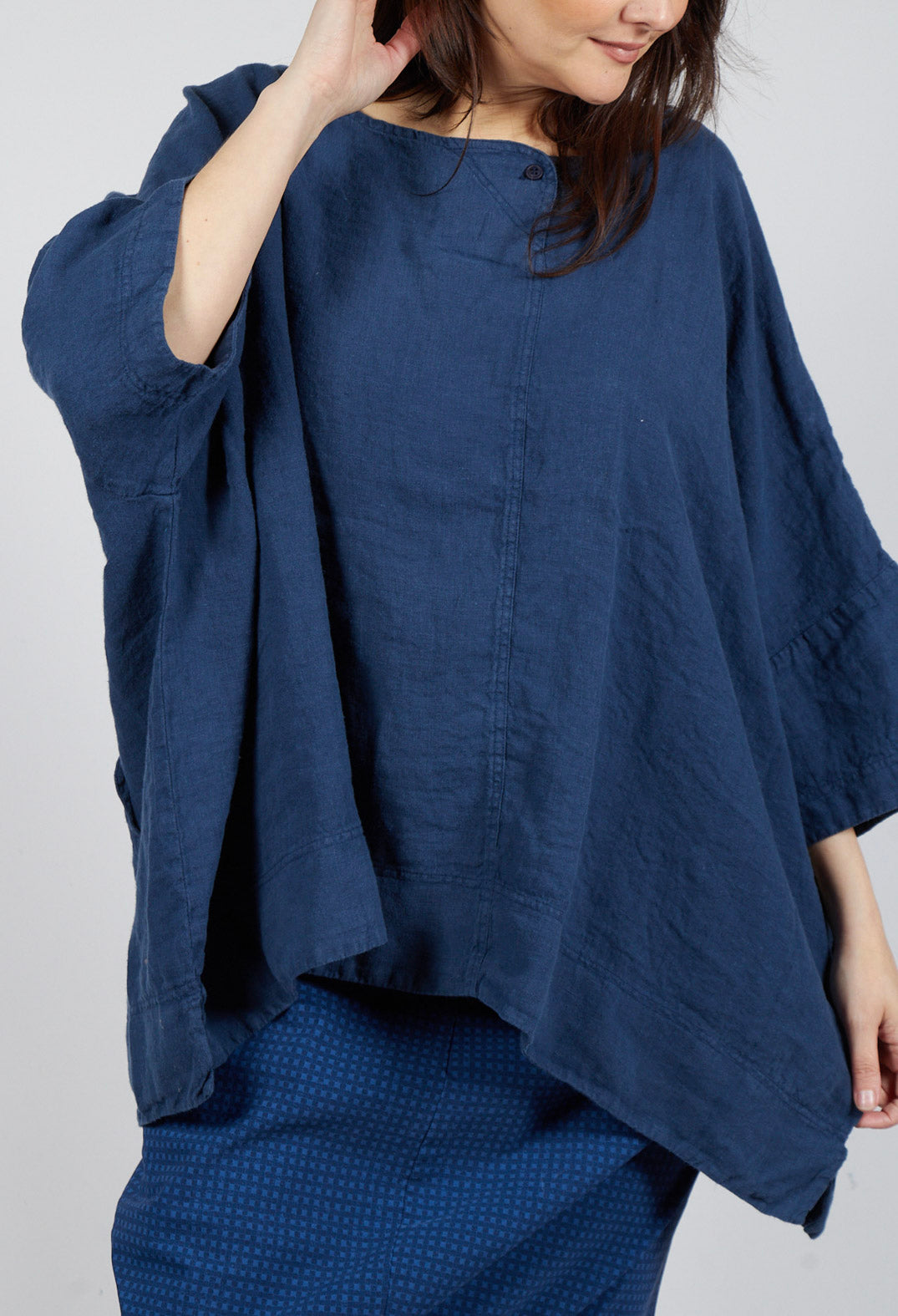 Oversized Linen Top in Navy