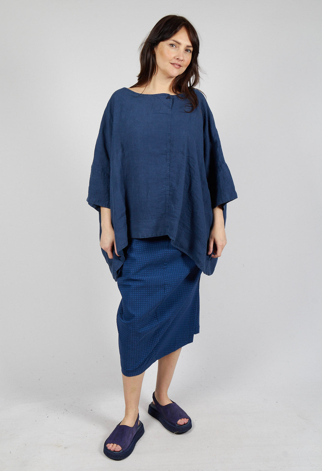 Oversized Linen Top in Navy