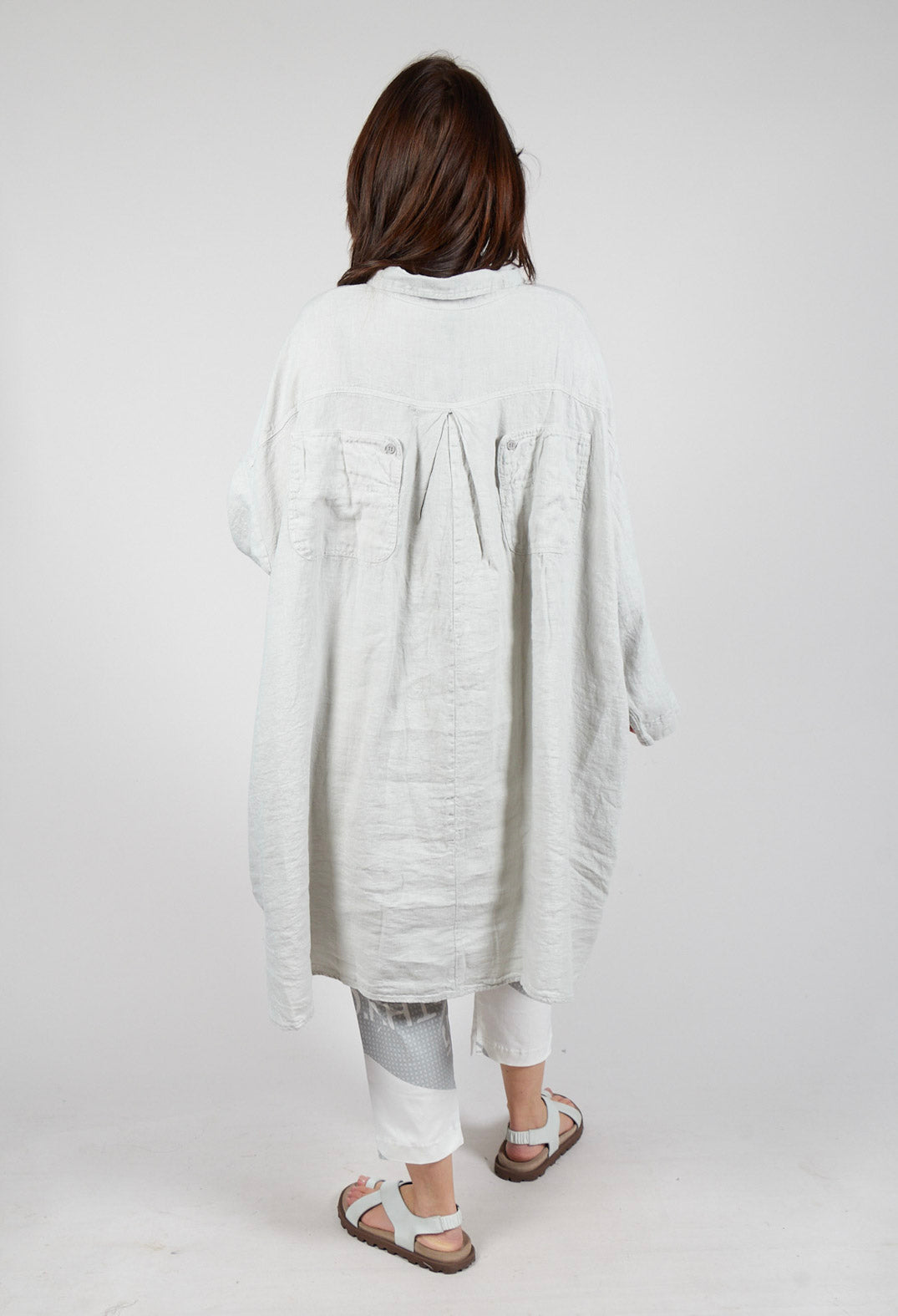 Oversized Linen Shirt Dress in Grey