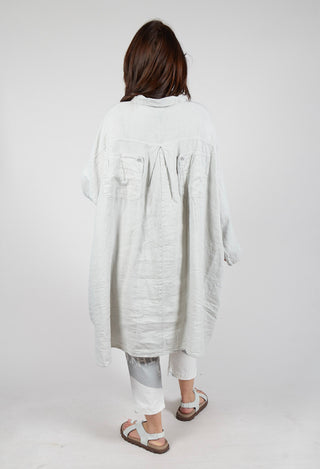 Oversized Linen Shirt Dress in Grey