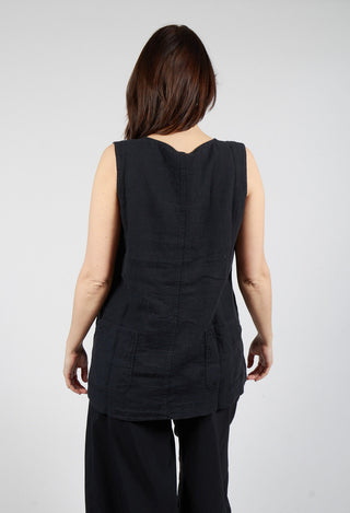 Sleeveless Linen Top in Black