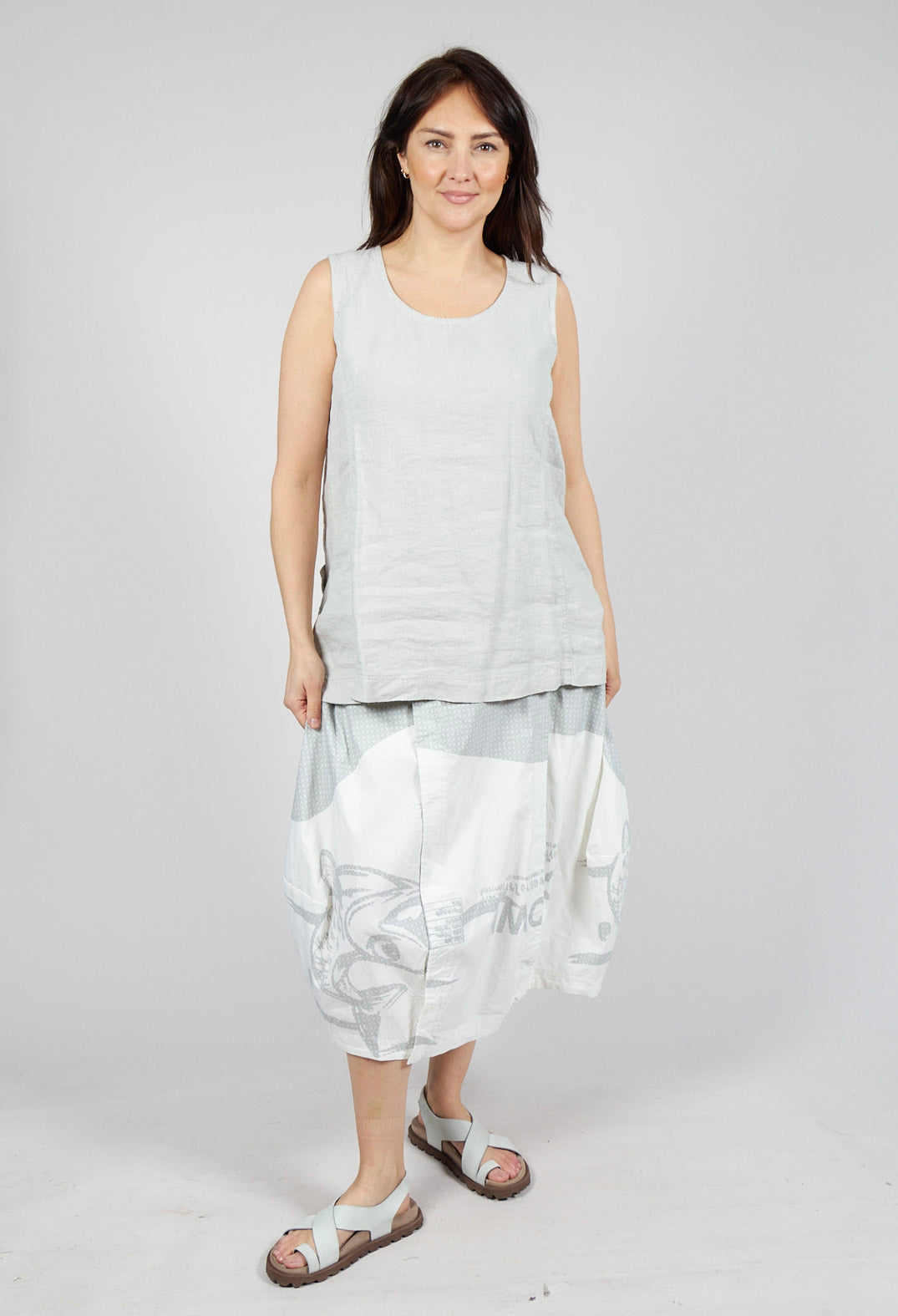 Sleeveless Linen Top in Grey