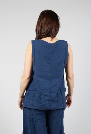 Sleeveless Linen Top in Navy