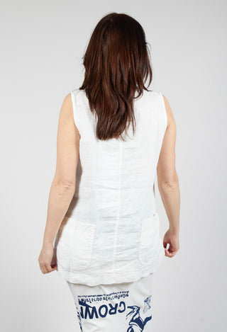 Sleeveless Linen Top in Offwhite