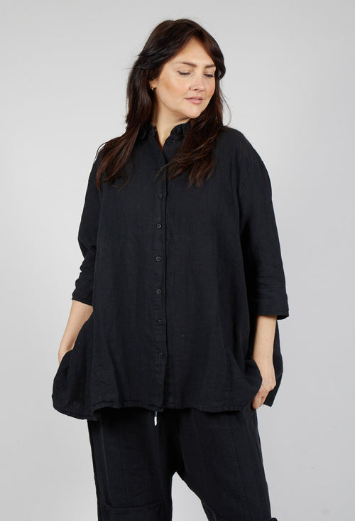 Oversized Linen Shirt in Black