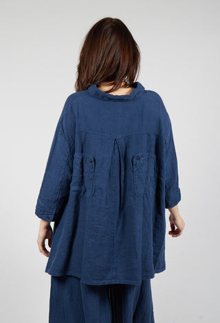 Oversized Linen Shirt in Navy