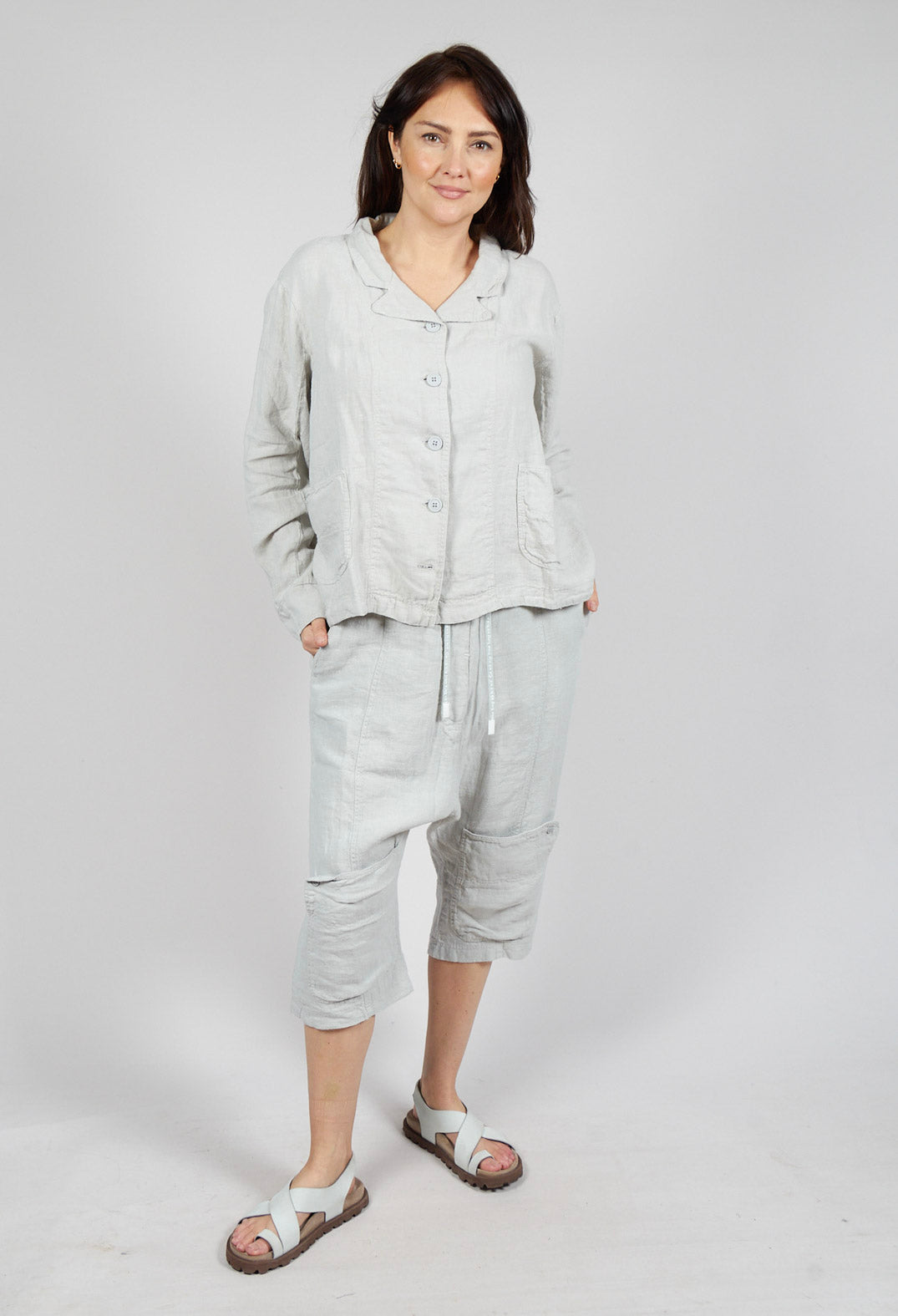 Relaxed Linen Jacket in Grey