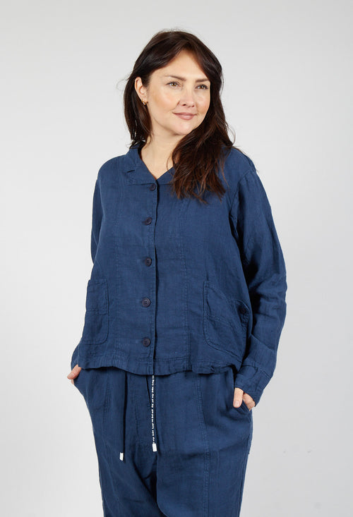 Relaxed Linen Jacket in Navy