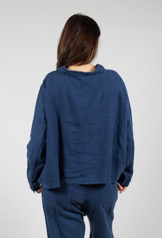 Relaxed Linen Jacket in Navy