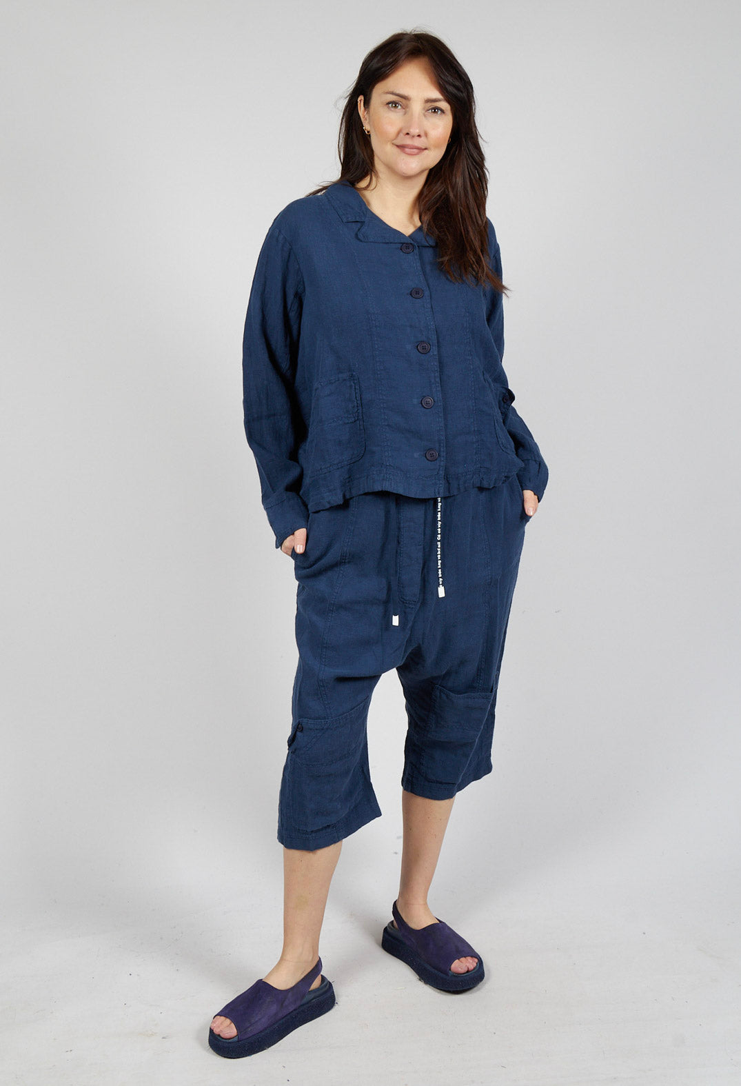 Relaxed Linen Jacket in Navy