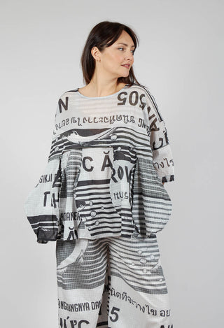 Oversized Lightweight Cotton Top in Black Print