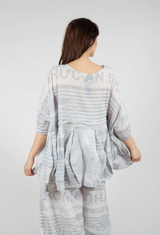 Oversized Lightweight Cotton Top in Grey Print