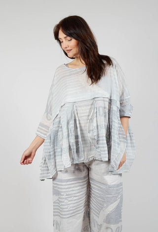 Oversized Lightweight Cotton Top in Grey Print