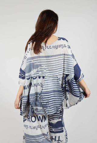 Oversized Lightweight Cotton Top in Navy Print