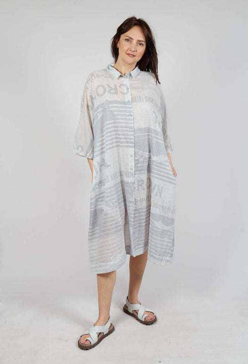 Oversized Lightweight Shirt Dress in Grey Print