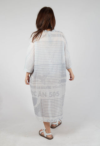 Oversized Lightweight Shirt Dress in Grey Print