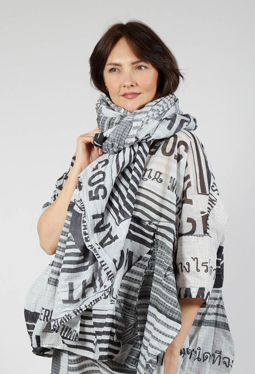 Lightweight Cotton Scarf in Black Print