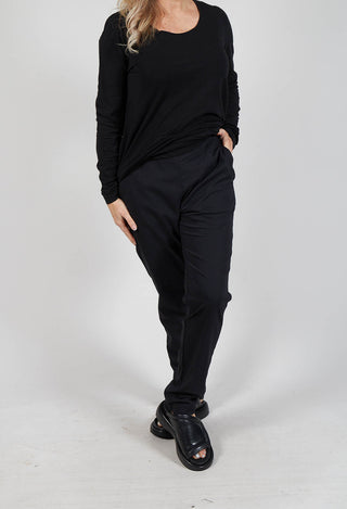 Pull On Slim Leg Trousers in Black