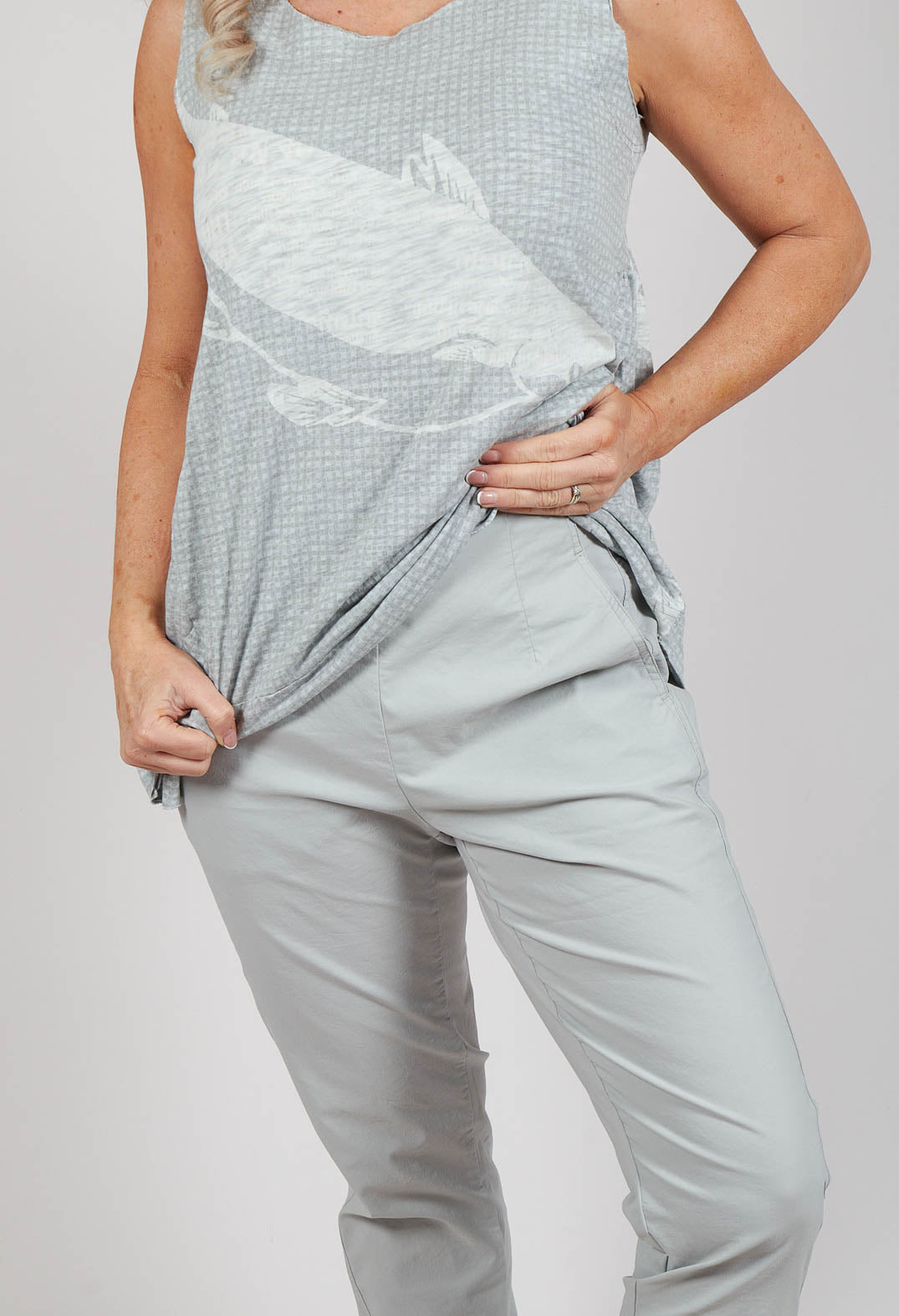 Pull On Slim Leg Trousers in Grey