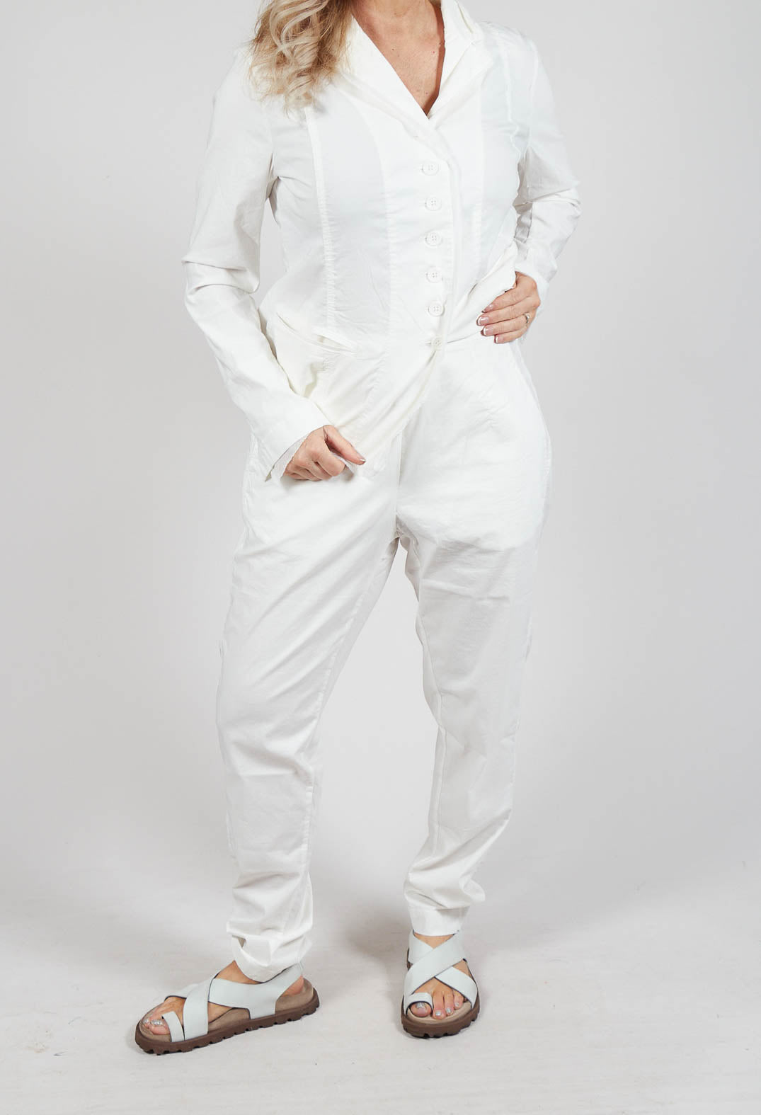 Pull On Slim Leg Trousers in Offwhite