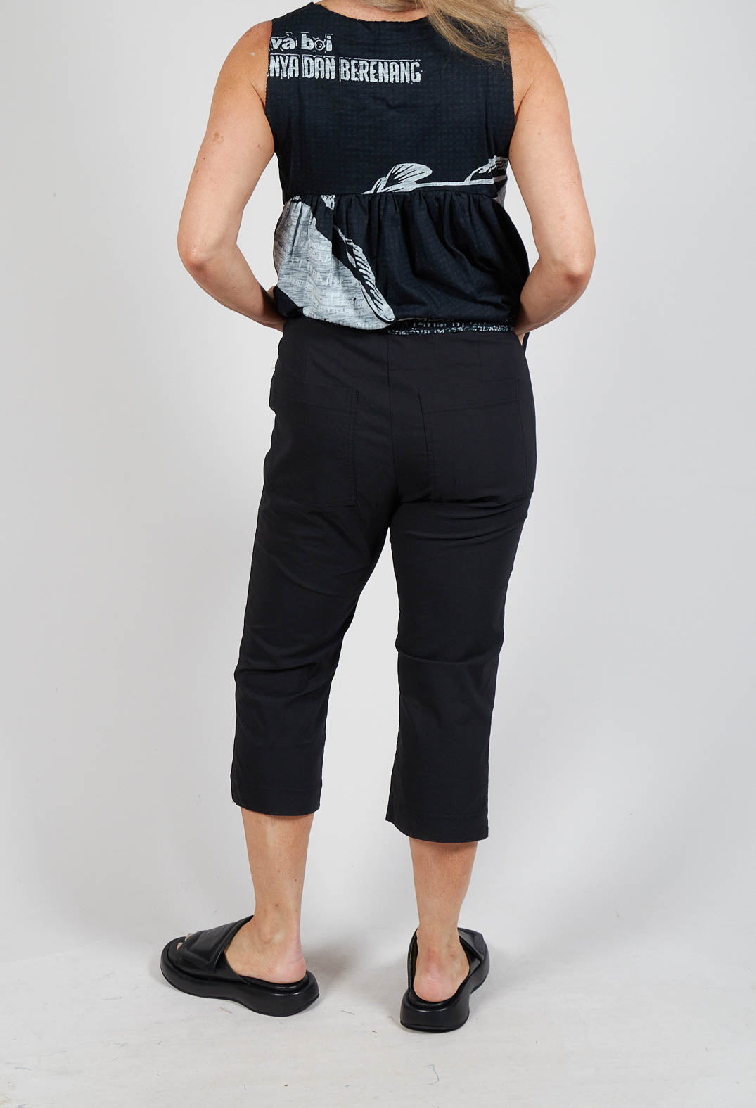 Pull On Pleat Front Trousers in Black