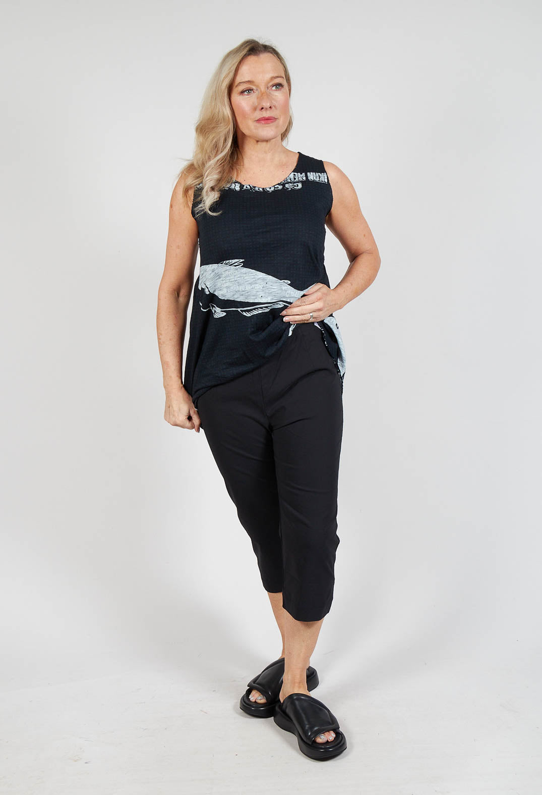 Pull On Pleat Front Trousers in Black