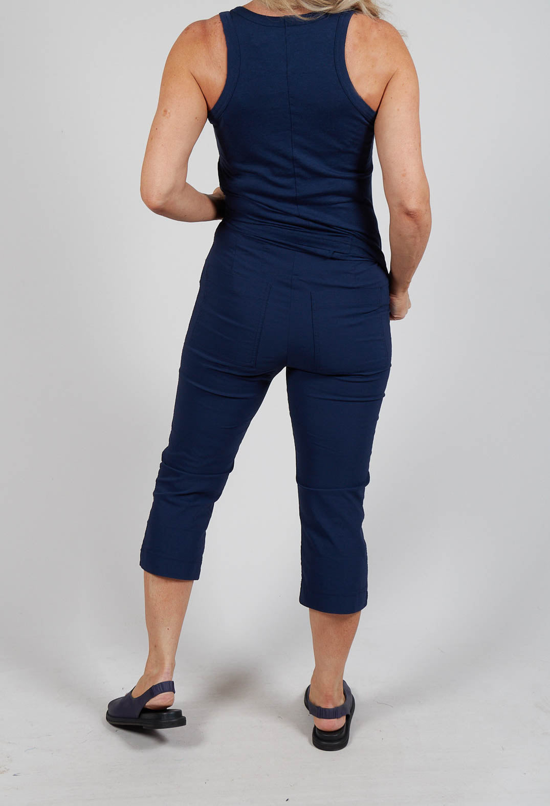 Pull On Pleat Front Trousers in Navy