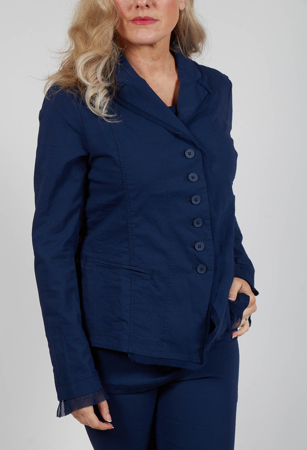 Button Through Jacket in Navy