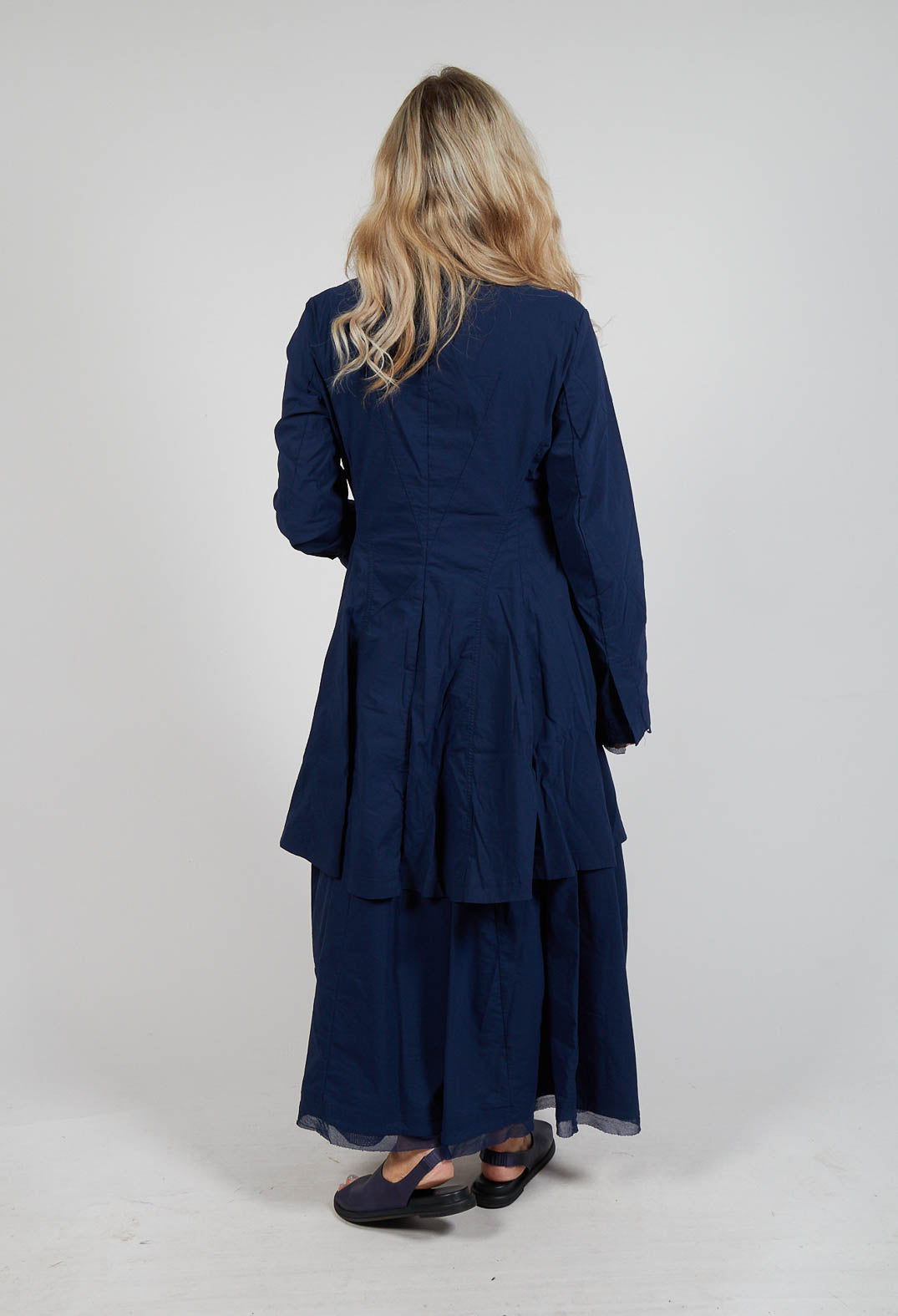 Button Through Coat in Navy