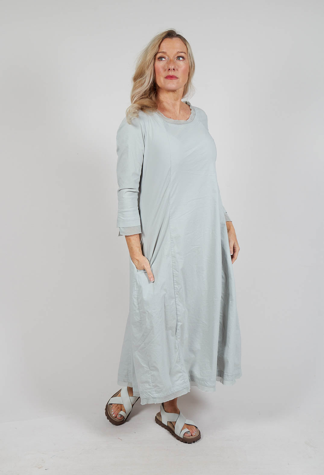 Dress with Mesh Detail Hems in Grey