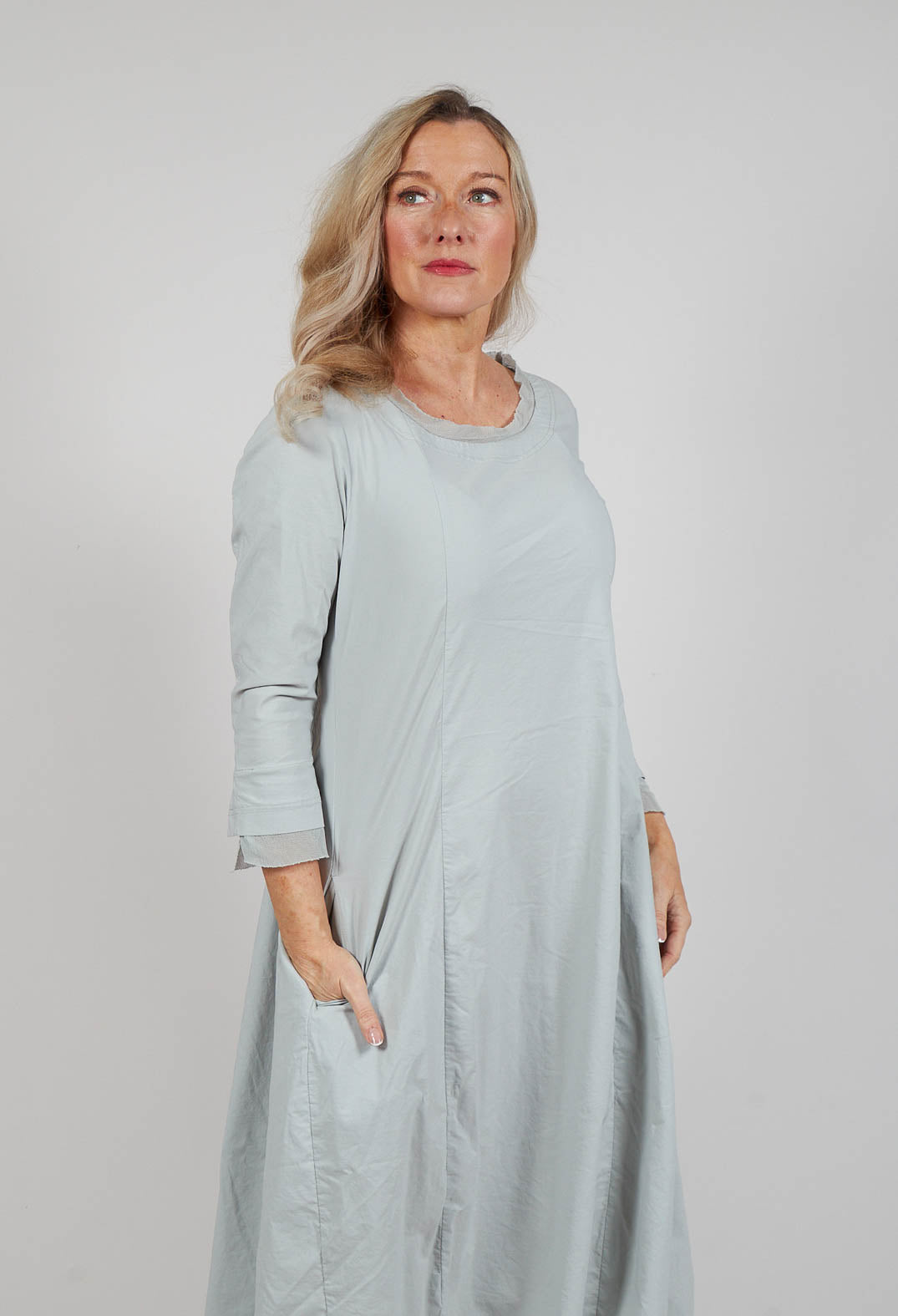 Dress with Mesh Detail Hems in Grey