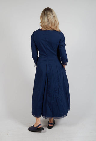 Dress with Mesh Detail Hems in Navy