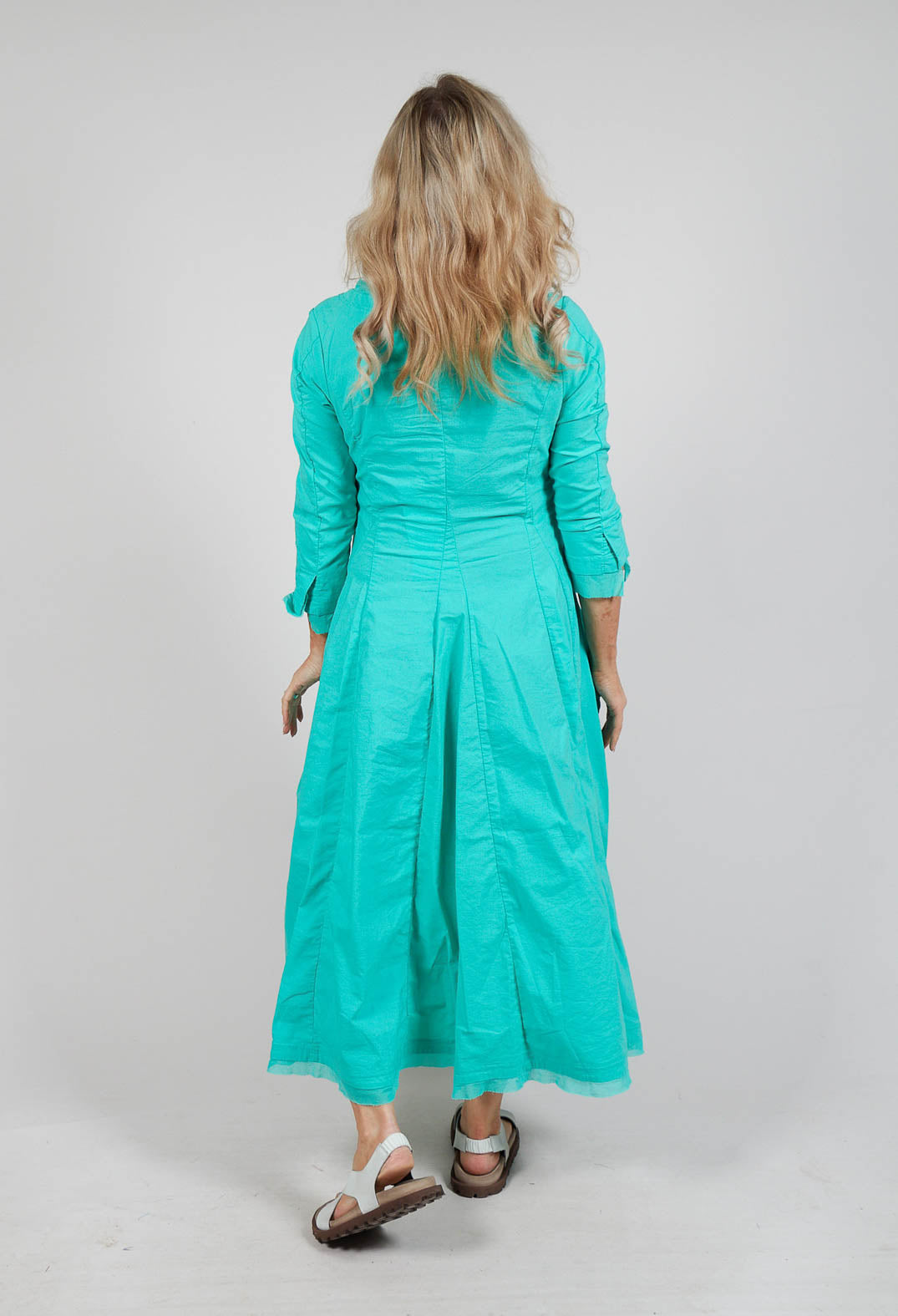 Dress with Mesh Detail Hems in Aqua