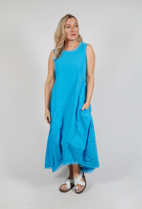 Sleeveless Dress with Mesh Edging in Malibu