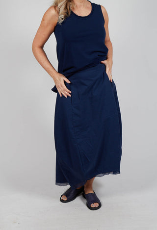 Skirt with Mesh Detail Hem in Navy