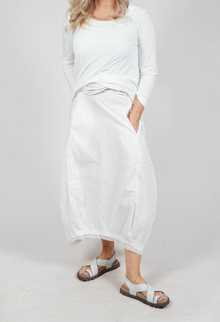 Skirt with Mesh Detail Hem in Offwhite