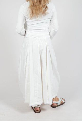 Skirt with Mesh Detail Hem in Offwhite