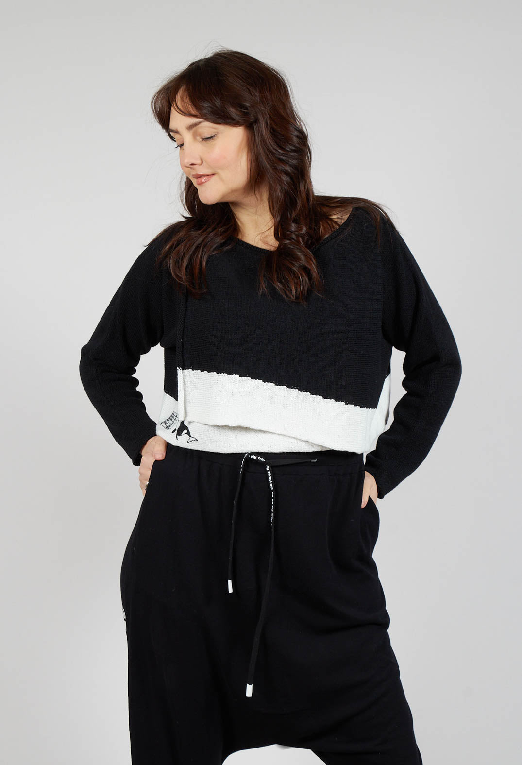 Relaxed Fit Jumper in Black Print