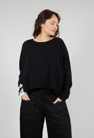 Round Neck Jumper in Black Print