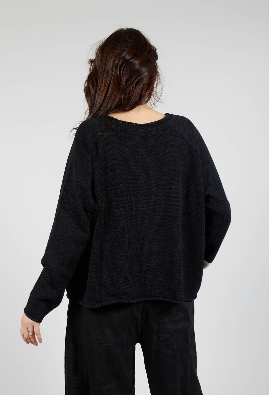 Round Neck Jumper in Black Print