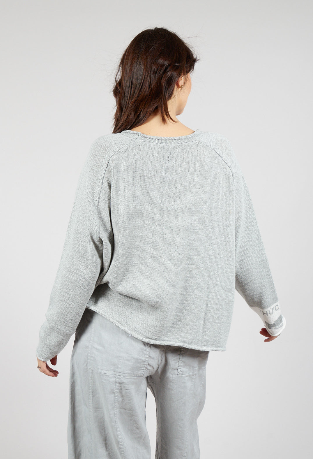 Round Neck Jumper in Grey Print