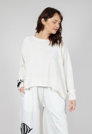 Round Neck Jumper in Offwhite Print