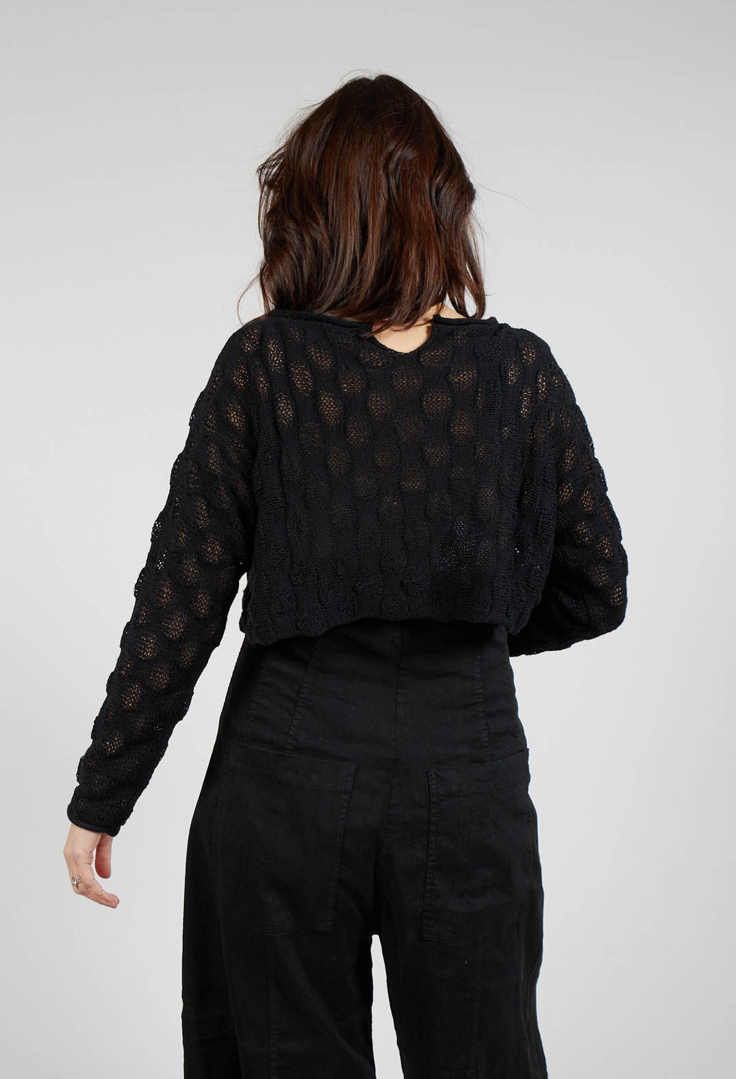 Textured Knitted Jumper in Black