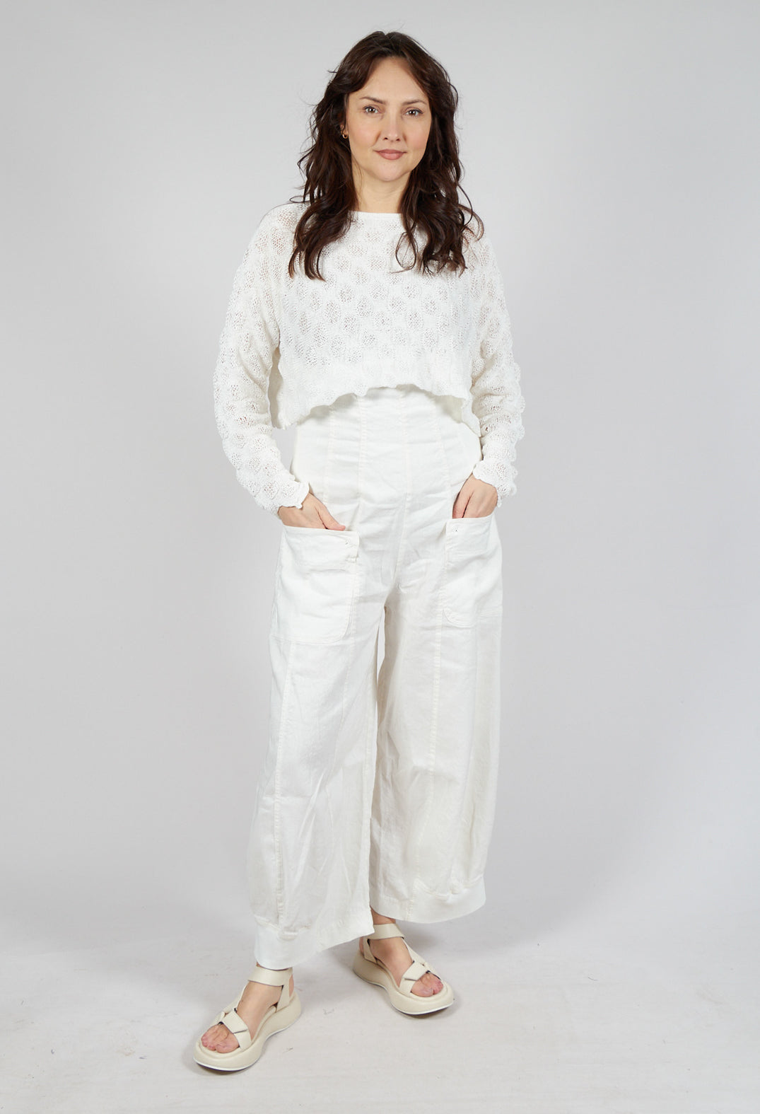 Textured Knitted Jumper in Offwhite