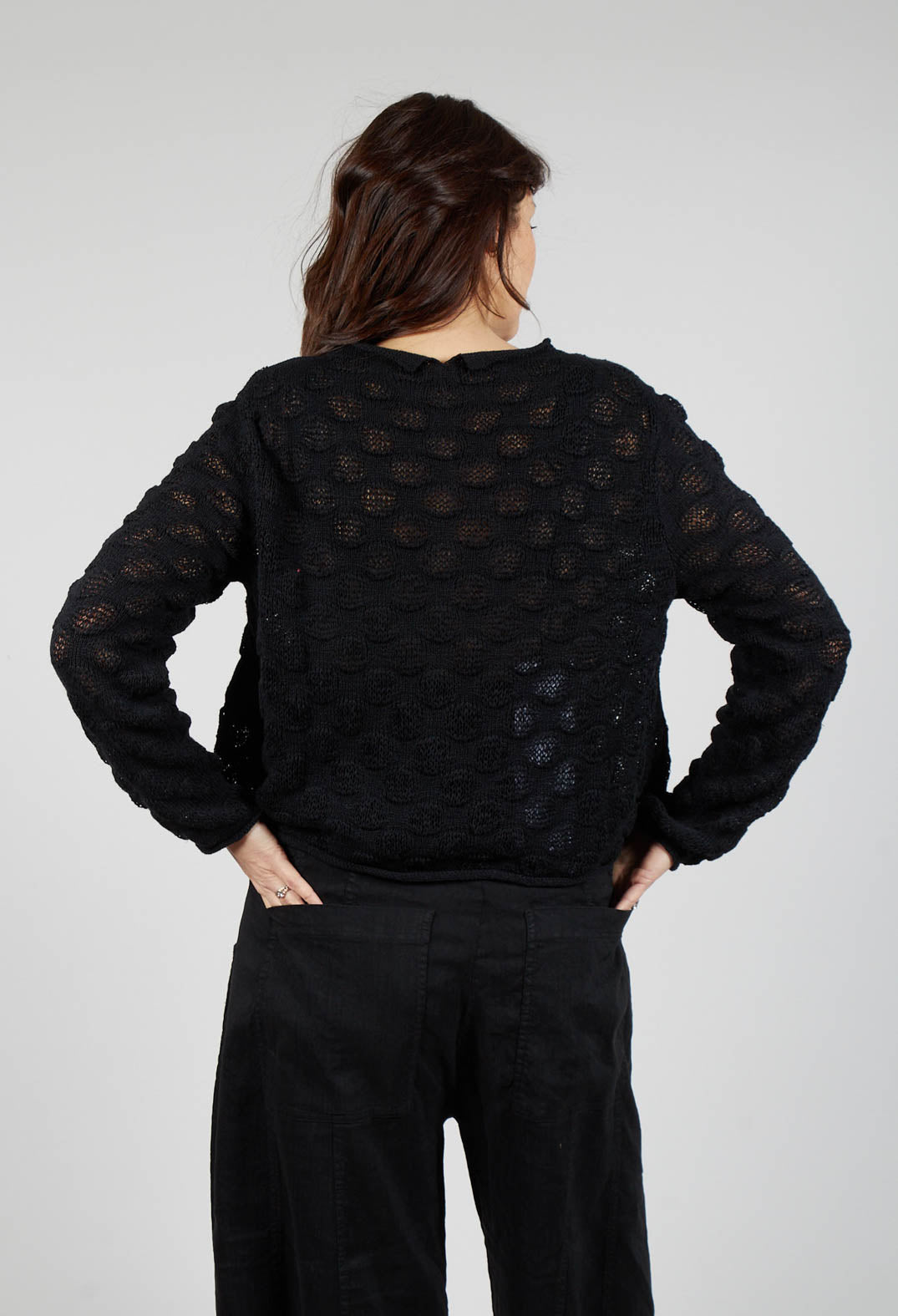 Textured Knitted Cardigan in Black