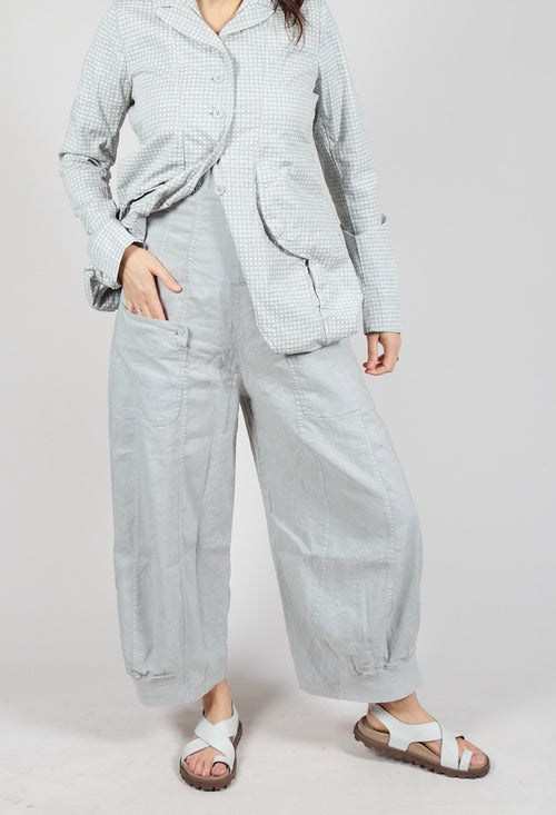 Trousers with Fold Over Waistband in Grey