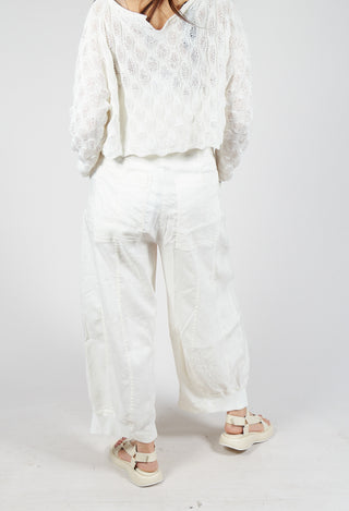 Trousers with Fold Over Waistband in Offwhite