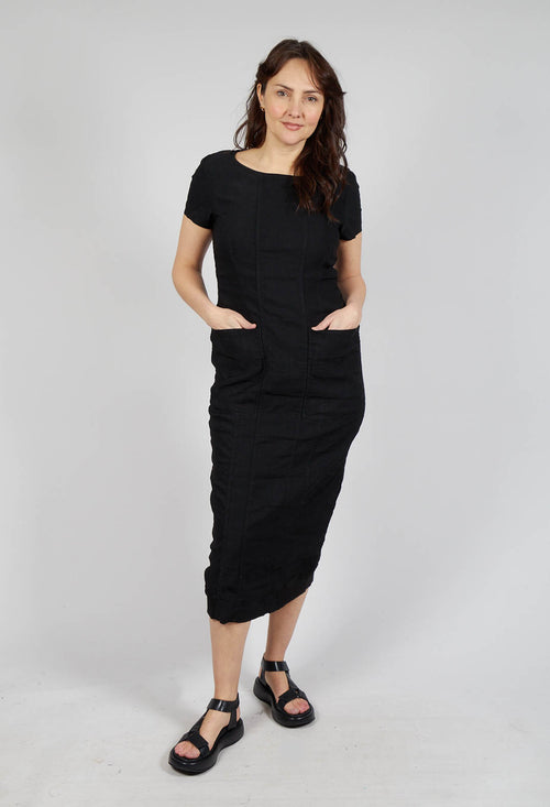 Short Sleeve Fitted Dress in Black